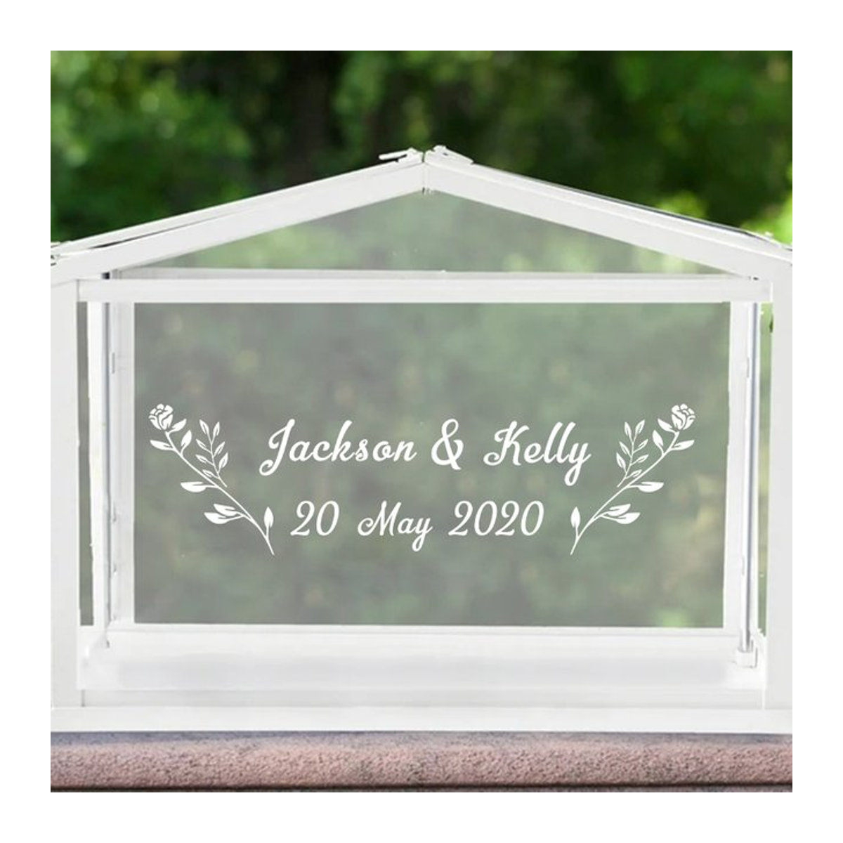Personalisierte Vinyl-Aufkleber für Hochzeitskarten und Geschenkboxen von wall's tale in Weiß mit floralem und minimalistischem Design - Bild 1