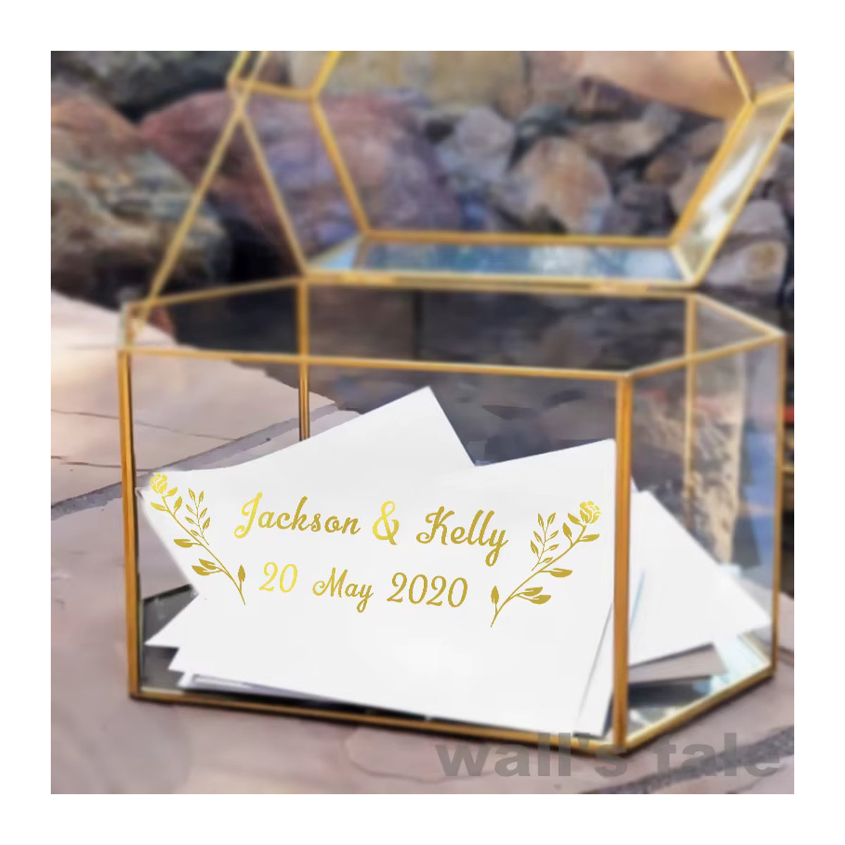 Personalisierte Vinyl-Aufkleber für Hochzeitskarten und Geschenkboxen von wall's tale in Weiß mit floralem und minimalistischem Design - Bild 3