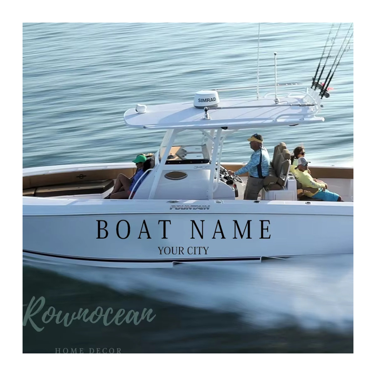 Personalisierte Yacht und Boot Aufkleber mit Name und Stadt von ROWNOCEAN, wasserfeste Marine Dekoration in Lila und Schwarz - Bild 1