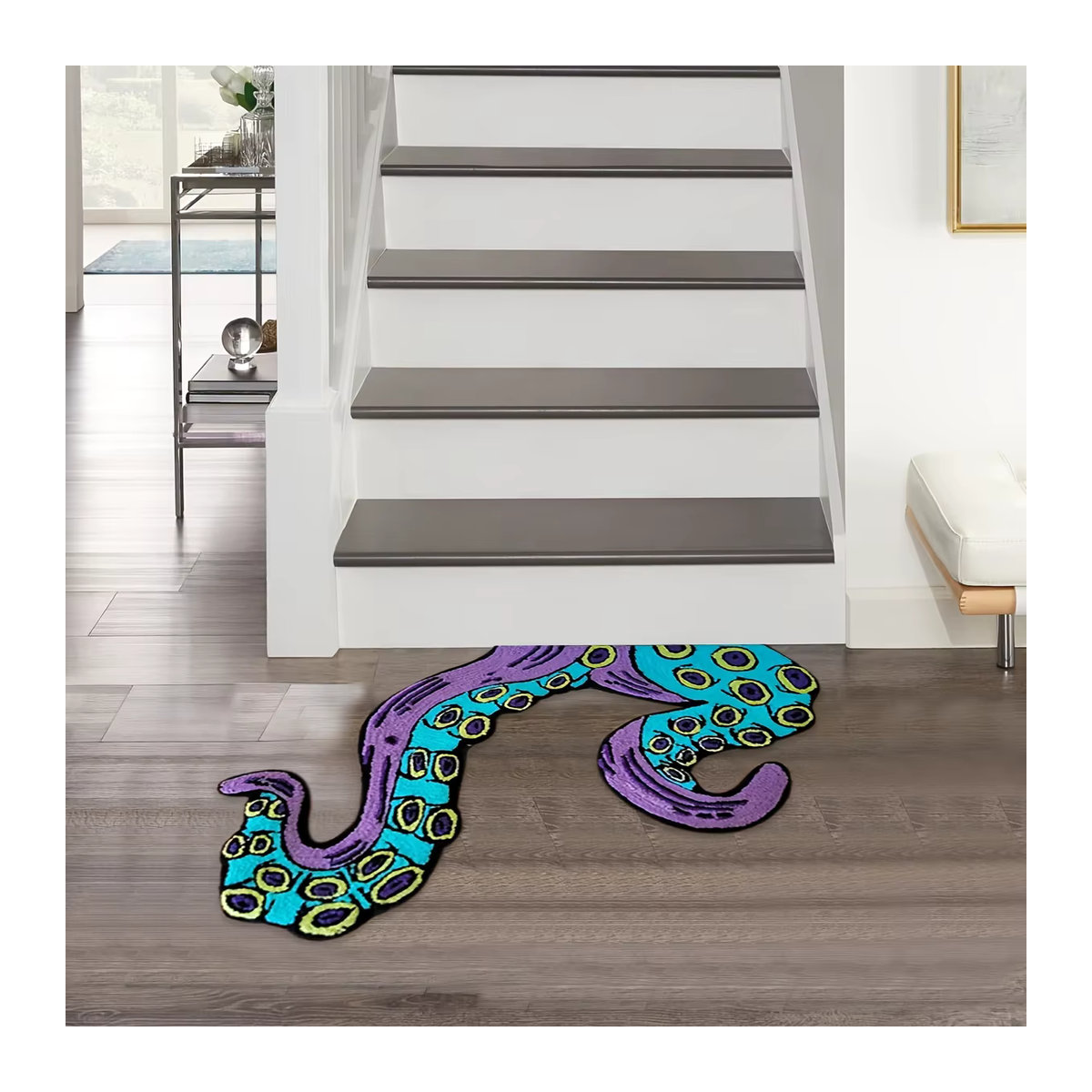 Personalisierter Badteppich mit Octopus-Print Muster aus Mikrofaser, rutschfeste Fußmatte für Badezimmer und Schlafzimmer - Bild 3