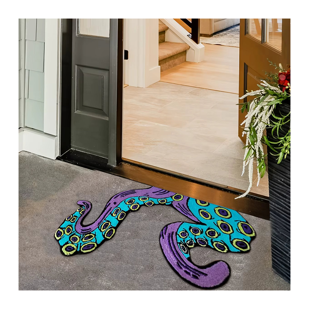 Personalisierter Badteppich mit Octopus-Print Muster aus Mikrofaser, rutschfeste Fußmatte für Badezimmer und Schlafzimmer - Bild 4
