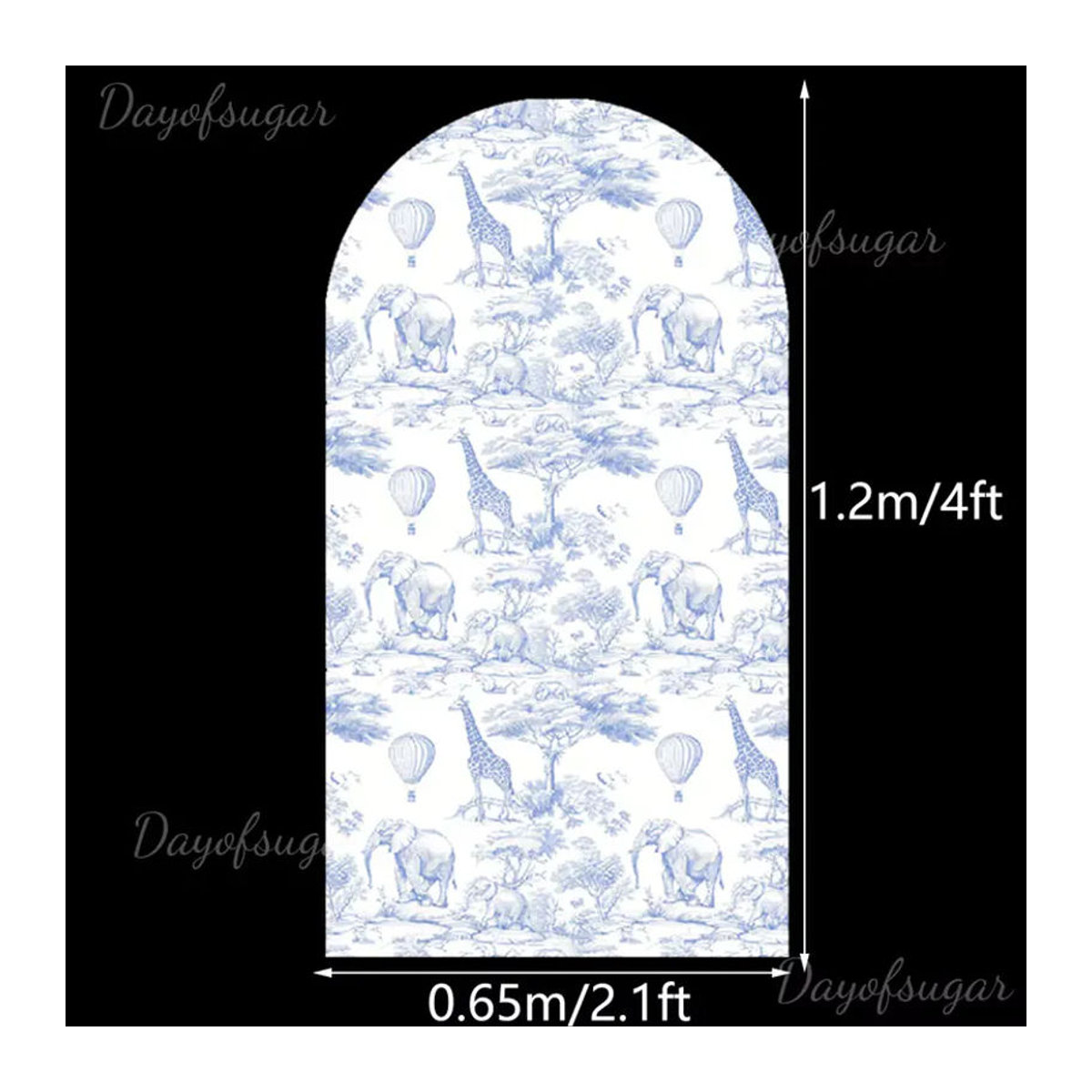 Personalisierter Dschungeltiere-Hintergrund aus MicroPlush mit Tierprint in Blau, Kulisse für Babyparty und Geburtstag, Breite: 120 cm, Höhe: 61 cm - Bild 2