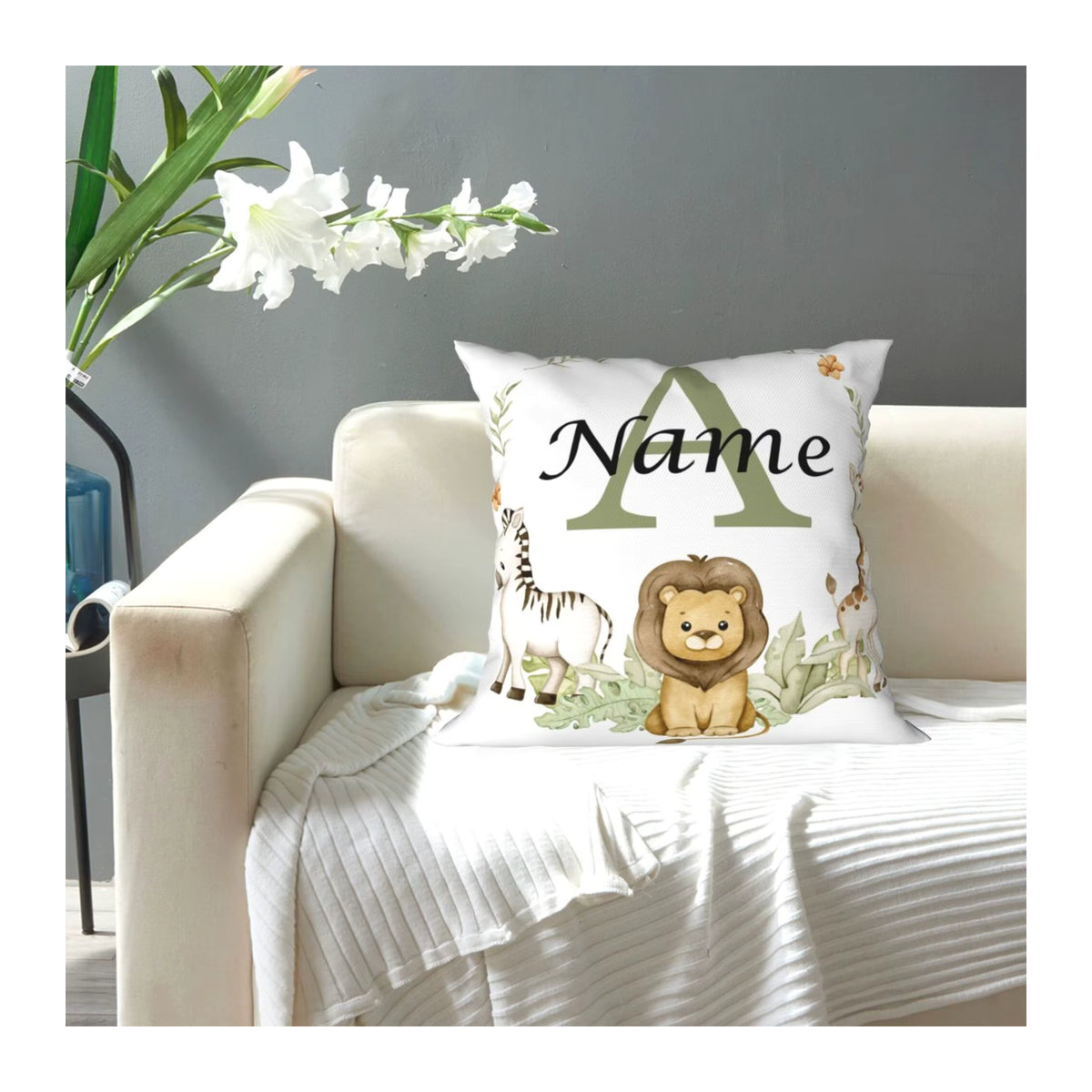 Personalisierter Kissenbezug mit Tier und Namen für Kinder und Schlafzimmer als Geschenk oder Dekoration - Bild 3