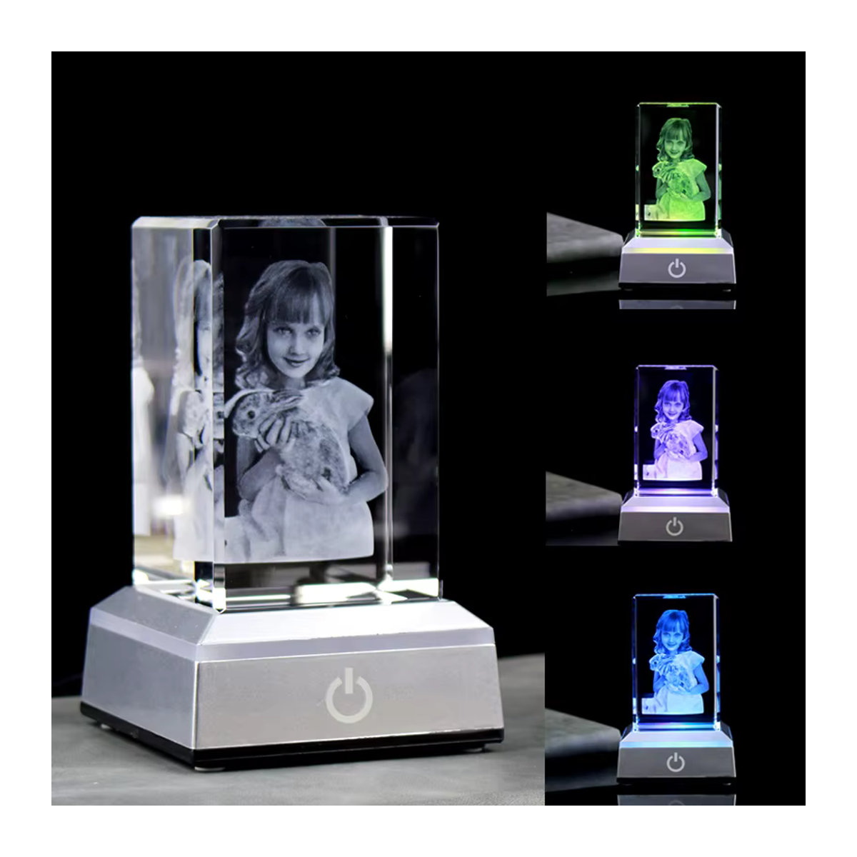 Personalisierter Kristallwürfel mit 3D-Lasergravur von will&ann, quadratischer Glas-Fotorahmen mit individuellem Bild und Text in Transparent, ideal als modernes Geschenk für Geburtstag oder Weihnachten - Bild 4