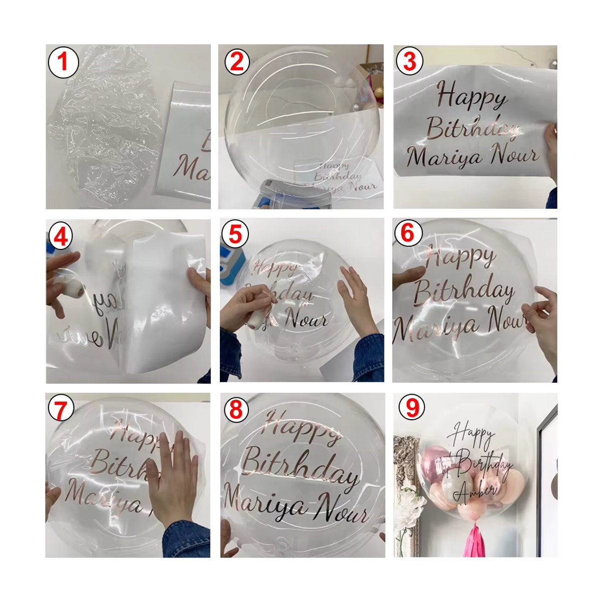 Personalisierter Namensaufkleber in Gold für transparente Blasenballons, runder Kunststoffaufkleber für Geburtstag, Hochzeit, Babyparty und Weihnachtsdekoration - Bild 2
