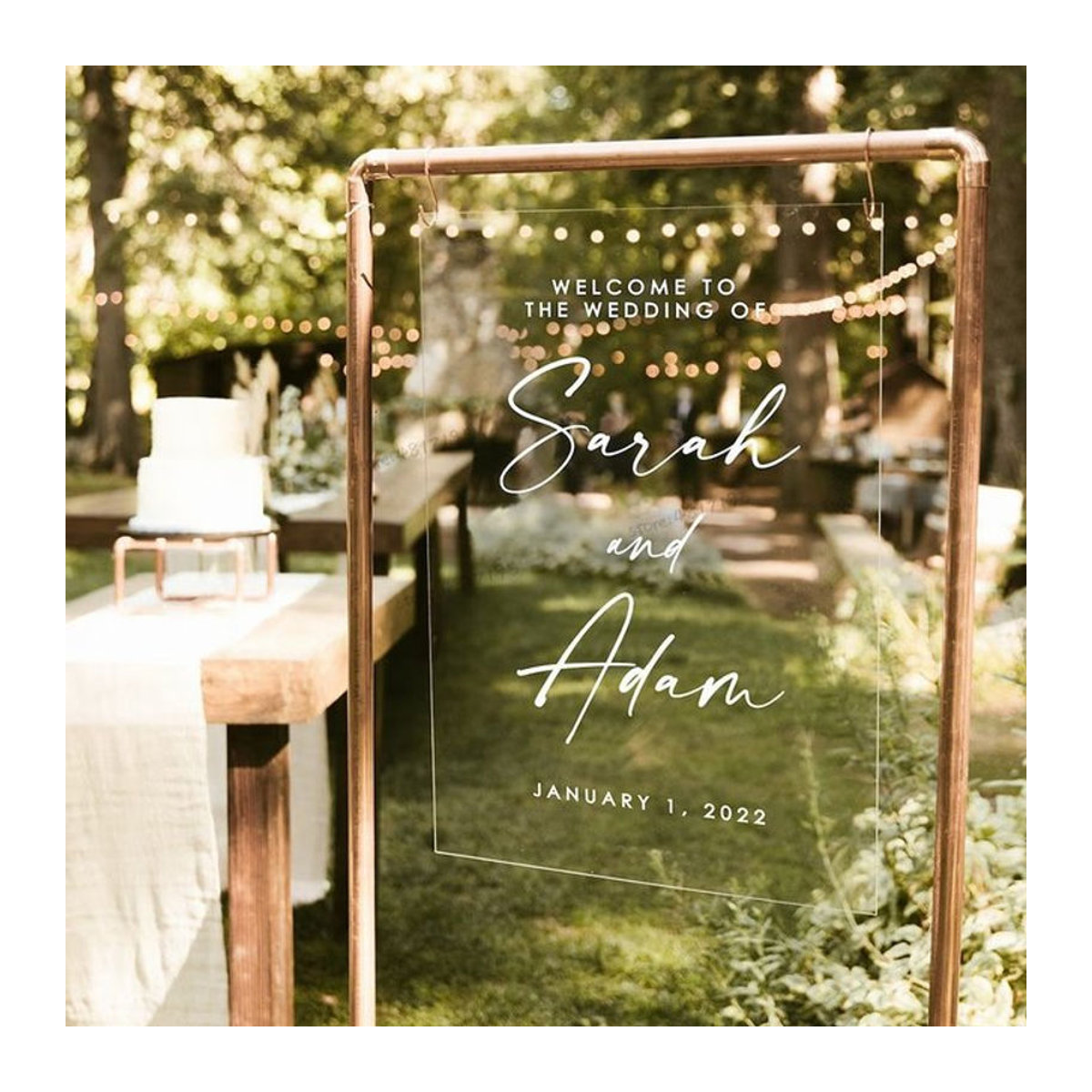 Personalisierter Vinyl-Aufkleber Life Full of Cheer für Hochzeit, Geburtstag oder Verlobung, Wandaufkleber für Spiegel und Glas, Rechteckig, Schwarz oder Braun - Bild 1