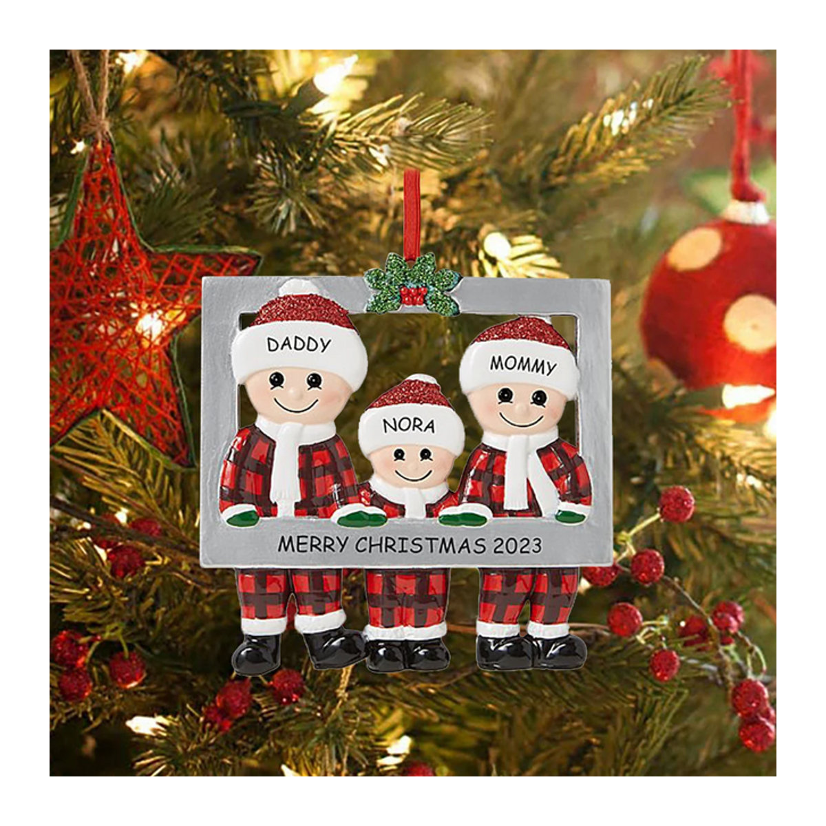Personalisierter Weihnachtsanhänger DIY Familien-Weihnachtsdekoration für den Weihnachtsbaum, Multicolor - Bild 1