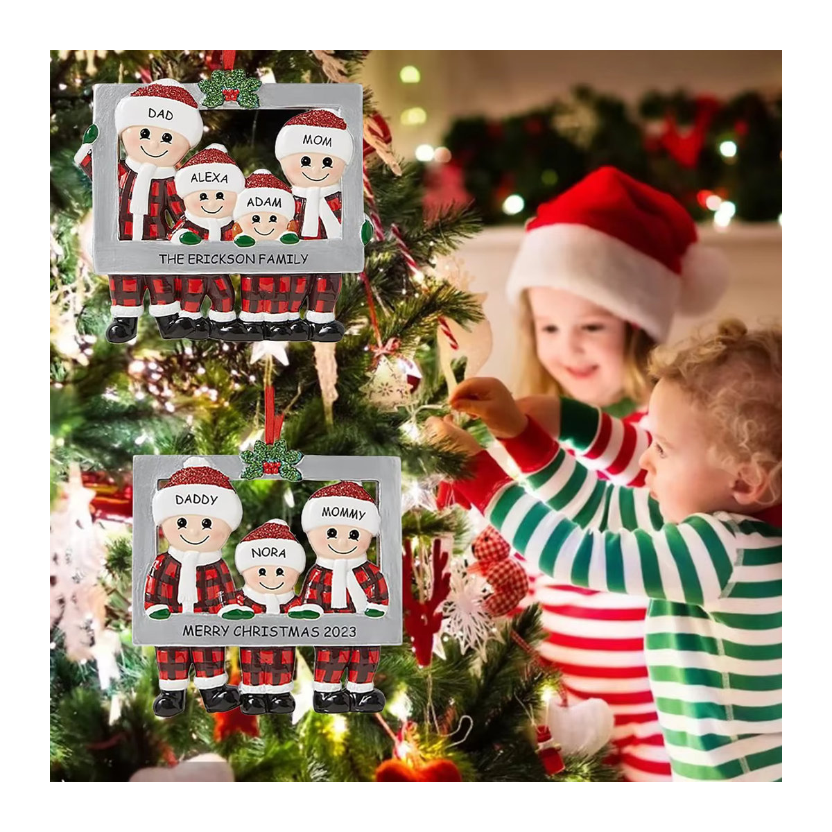 Personalisierter Weihnachtsanhänger DIY Familien-Weihnachtsdekoration für den Weihnachtsbaum, Multicolor - Bild 2