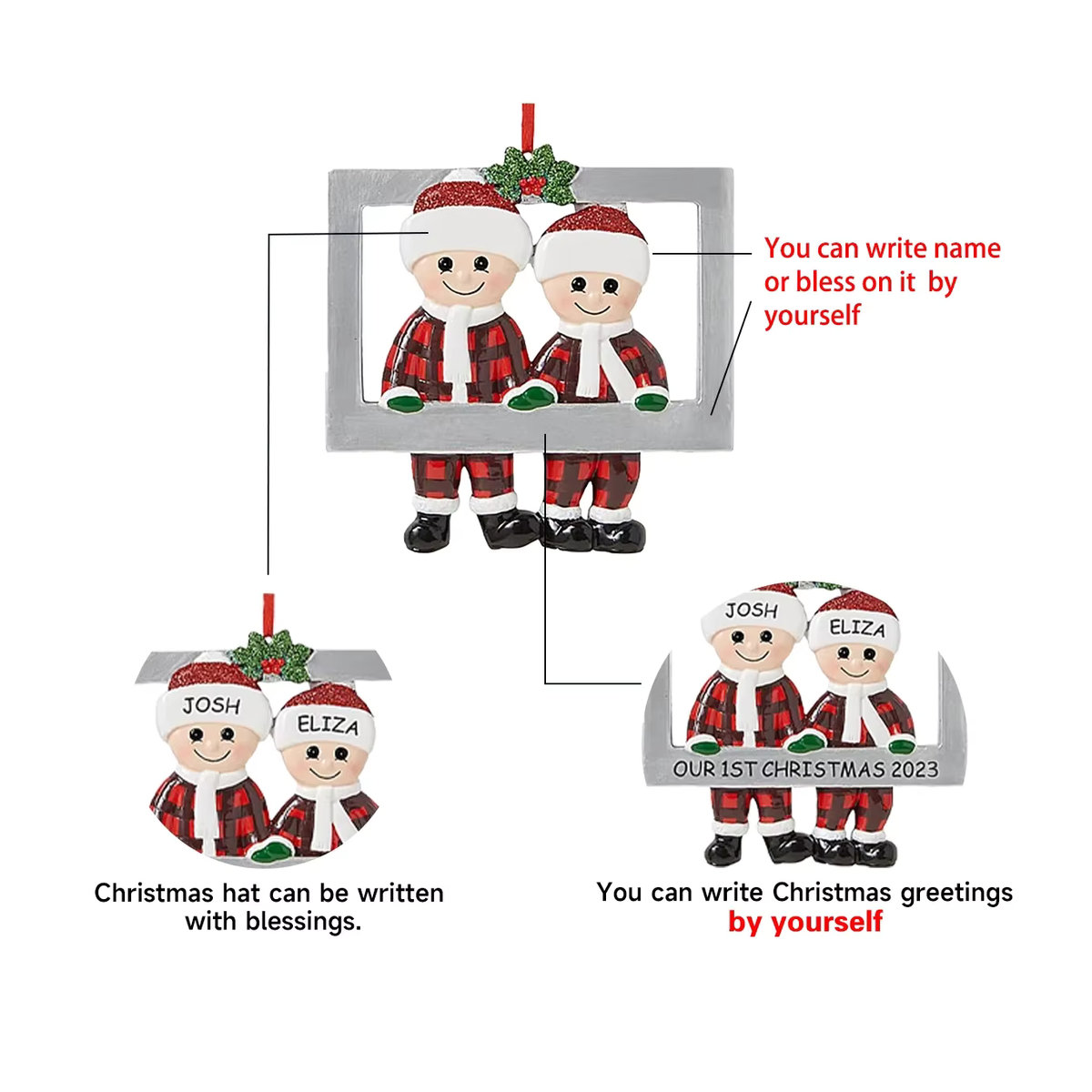 Personalisierter Weihnachtsanhänger DIY Familien-Weihnachtsdekoration für den Weihnachtsbaum, Multicolor - Bild 4