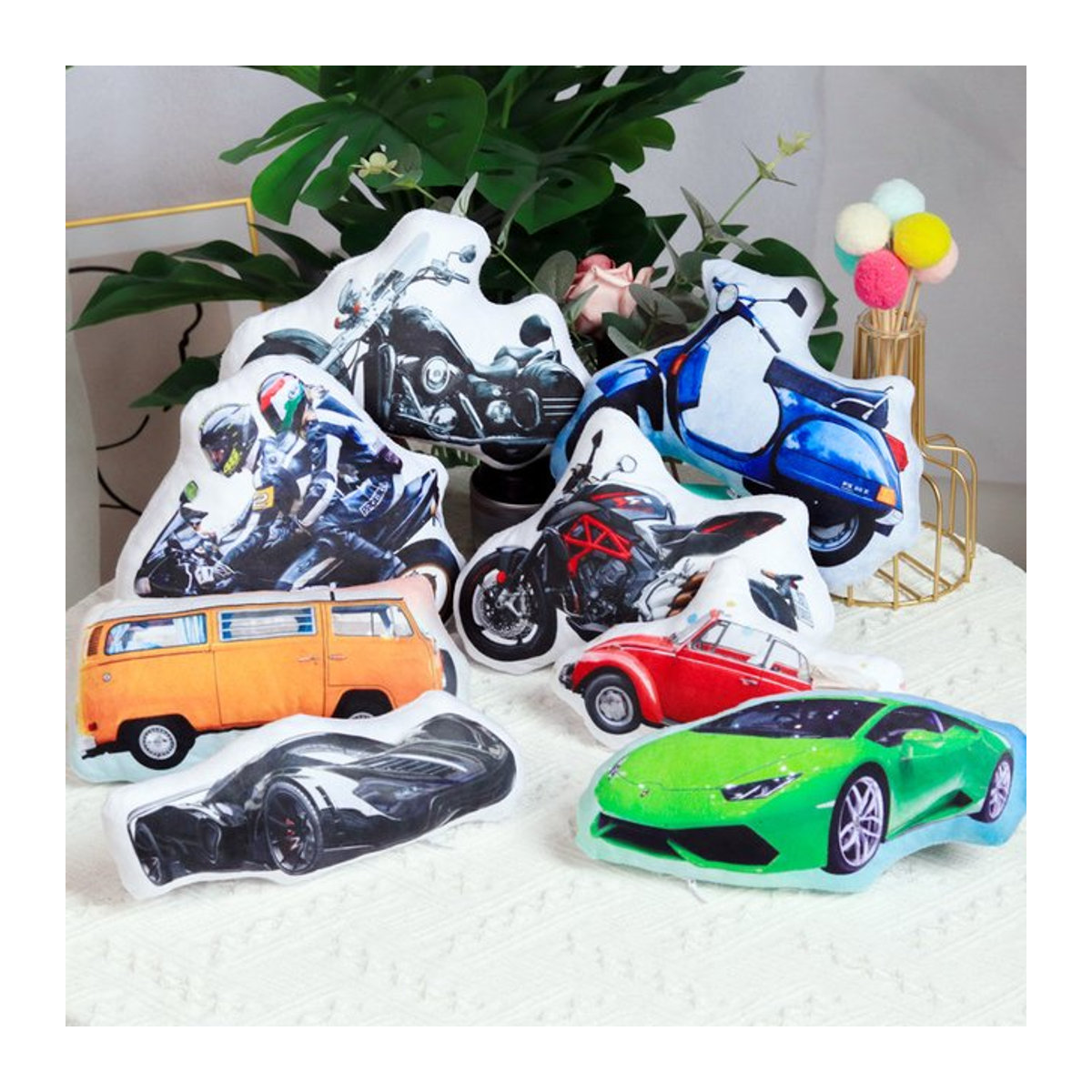 Personalisiertes DIY Auto Kissen mit eigenem Foto für Racing und Motorrad Liebhaber, mehrfarbig, Marke Habinisi - Bild 1