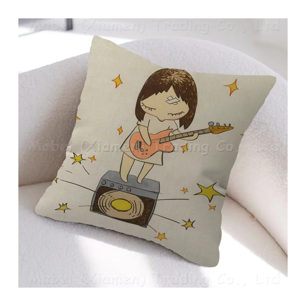Personalisiertes Kissen mit Yoshitomo Nara Schlafwandelnde Puppen in Weiß, B/B/H: 45 x 45 cm - Bild 3