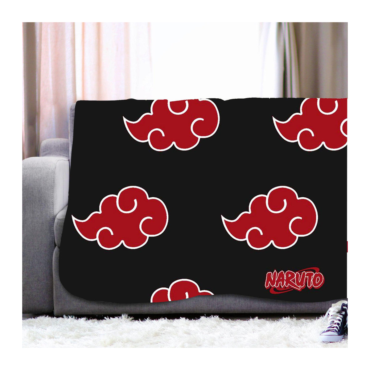 Pertemba FR Naruto Fleecedecke mit Akatsuki Symbol in Rot/Schwarz, Breite: 150 cm - Bild 2
