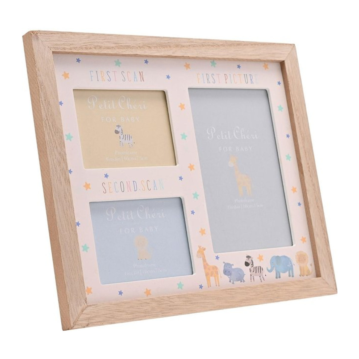 Petit Cheri Baby Scan Bilderrahmen aus Holz mit Tier-Silhouetten in Weiß, B/H: 27,0 x 27,0 cm - Bild 1
