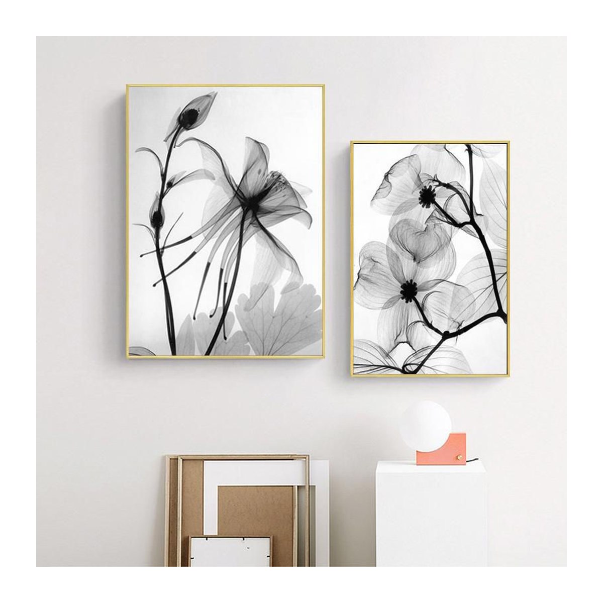 Petrichor Poster Abstraktes Blumen Motiv in Schwarz Weiß, Skandinavischer Stil Leinwand Wandkunst, B: 21 cm x H: 30 cm, Rahmenlos - Bild 2