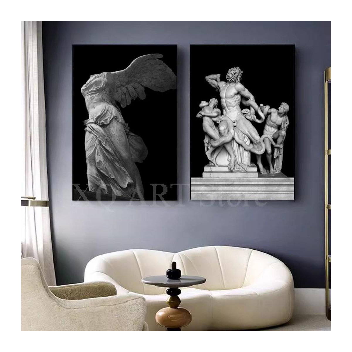 Petrichor Poster Griechische Götter Leinwandgemälde in Schwarz, Vintage Wandkunst für dein Wohnzimmer, Höhe: 70 cm, Breite: 50 cm, Rahmenlos - Bild 1