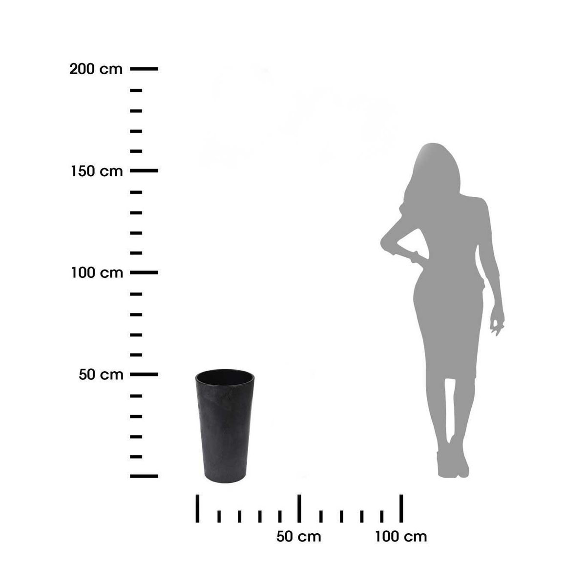 Pflanzgefäß Urbanika aus Beton in Schwarz, Höhe: 46 cm, Breite: 25 cm, Tiefe: 25 cm - Bild 2