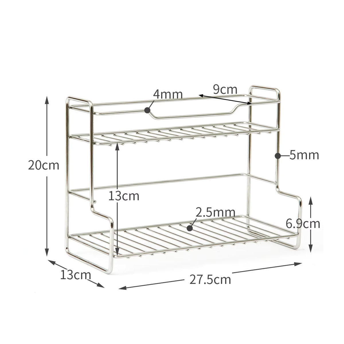 PGY Desktop Storage Rack Organizer aus Eisen in Silber, zweistufiges Schreibwaren-Regal für deinen Schreibtisch - Bild 2