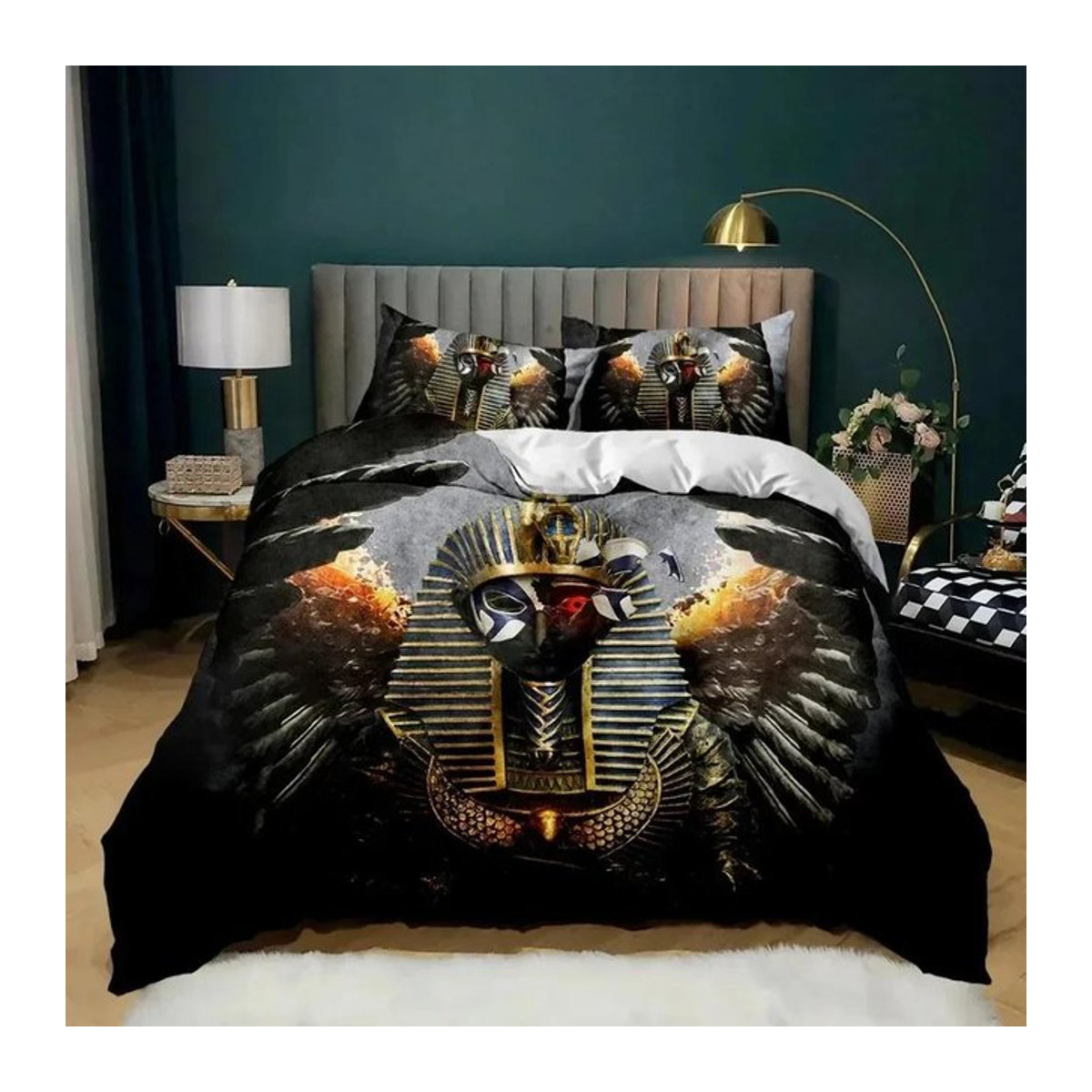 Pharao Bettwäscheset Altes Ägypten mit Stammesdekor und Pyramiden-Motiv, 3-teilig, B/H: 135 x 200 cm - Bild 1