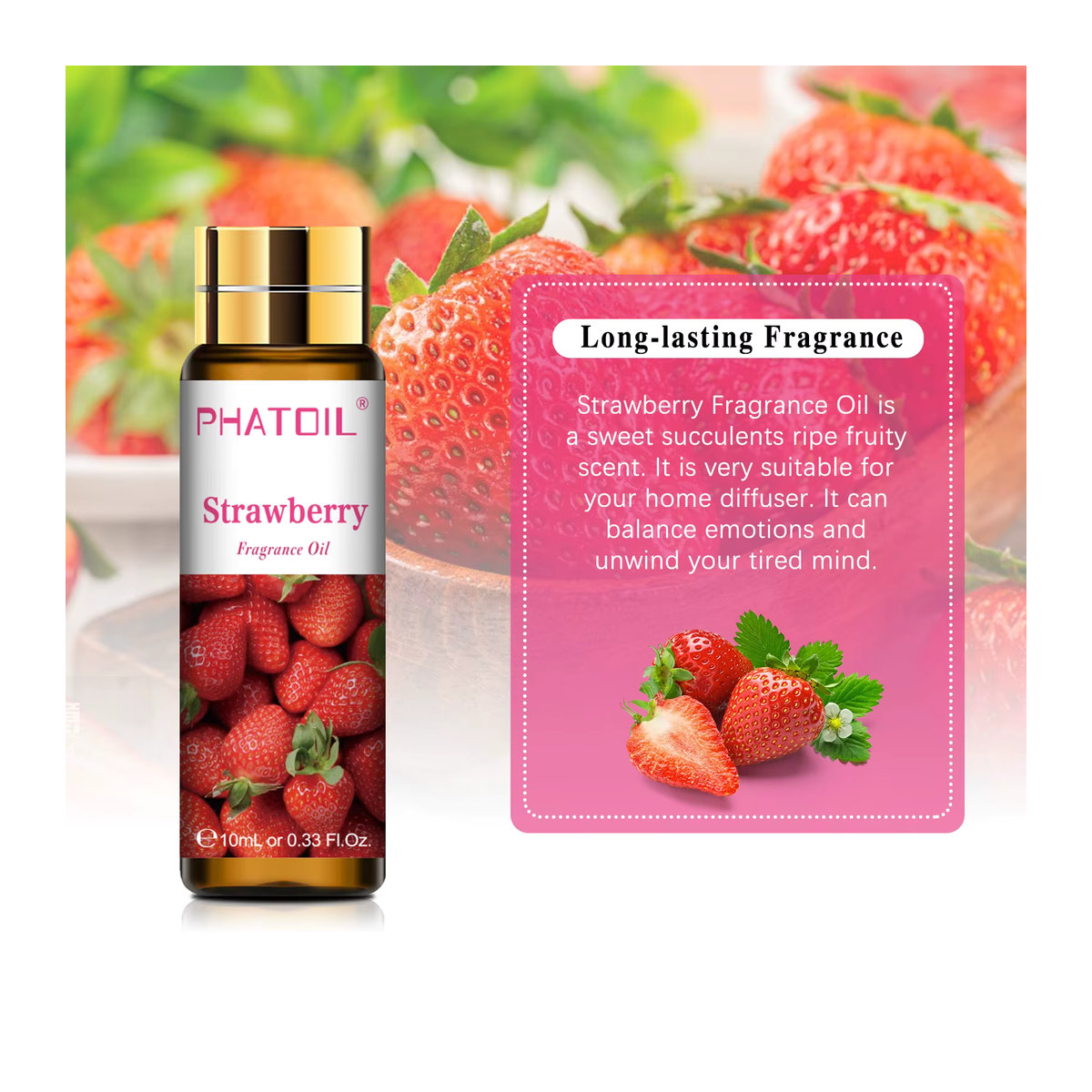PHATOIL Fruchtduftöle Set mit Erdbeere, Kirsche, Ananas, Mango, Kokosnuss, Traube und Wassermelone, 10 ml Aromaöl für Kerzen und Seifen, mehrfarbig - Bild 3