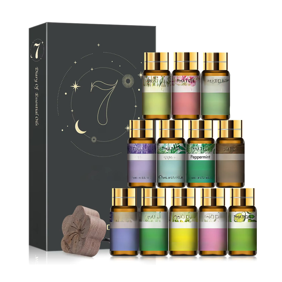 PHATOIL Geschenkbox mit 12 ätherischen Ölen für Diffusor und Massage, Set mit - Bild 4