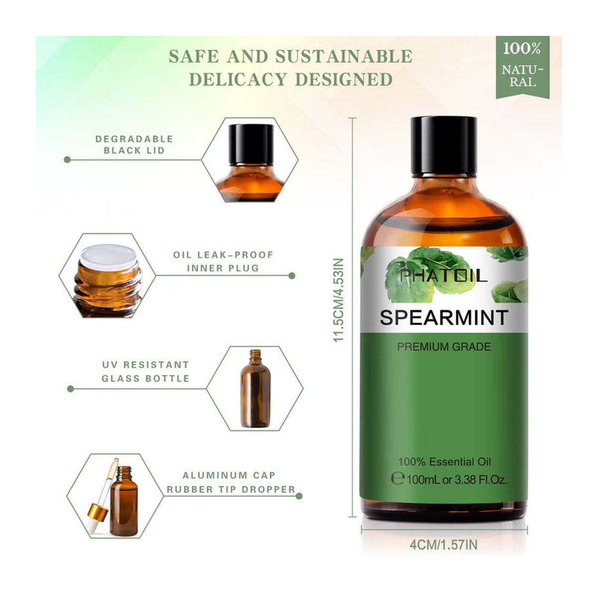 PHATOIL Reines ätherisches Spearmintöl 100ml für Diffusor und Luftbefeuchter - Bild 2