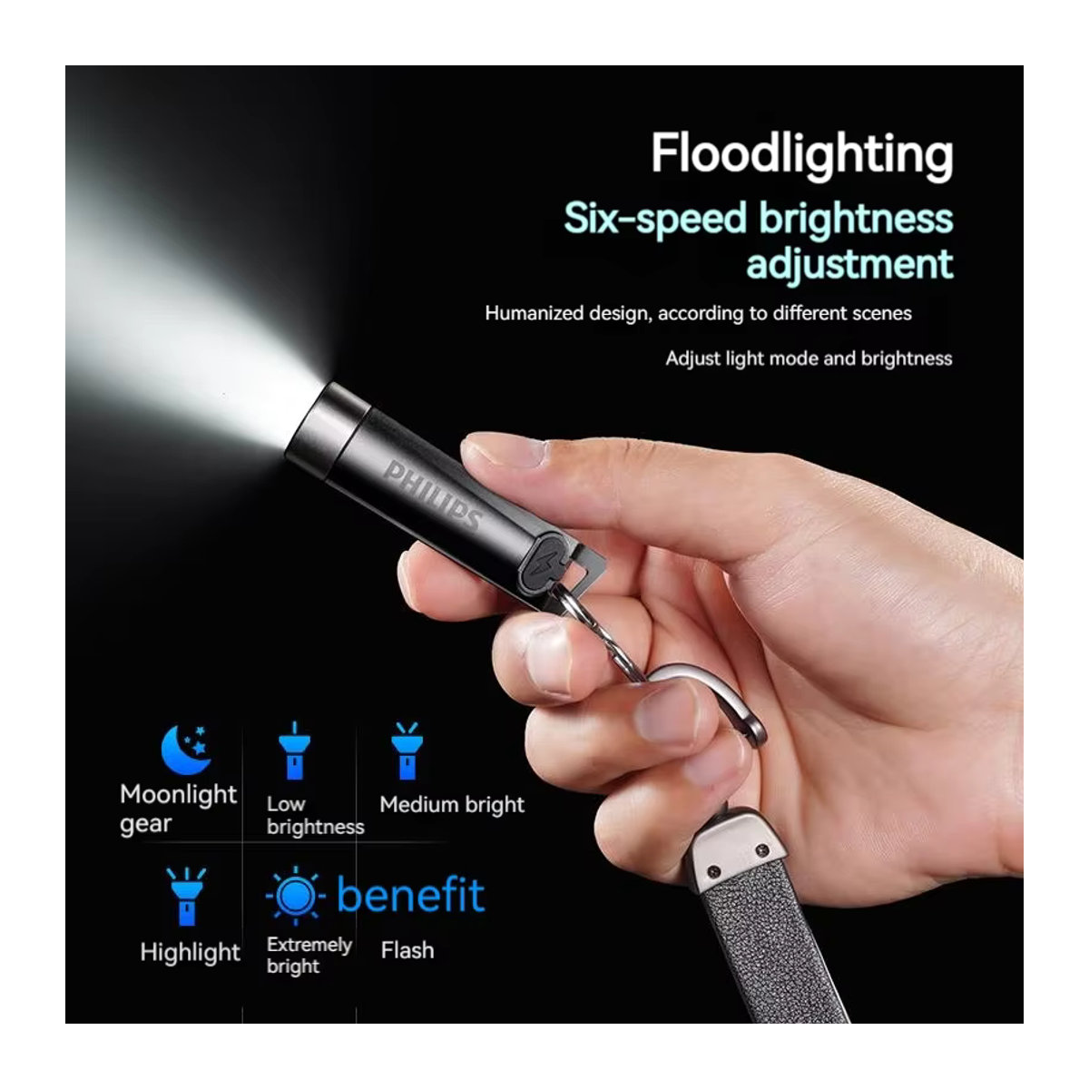 PHILIPS EDC LED Taschenlampe wiederaufladbare Mini Taschenlampe als Schlüsselanhänger für Camping und Wandern - Bild 4