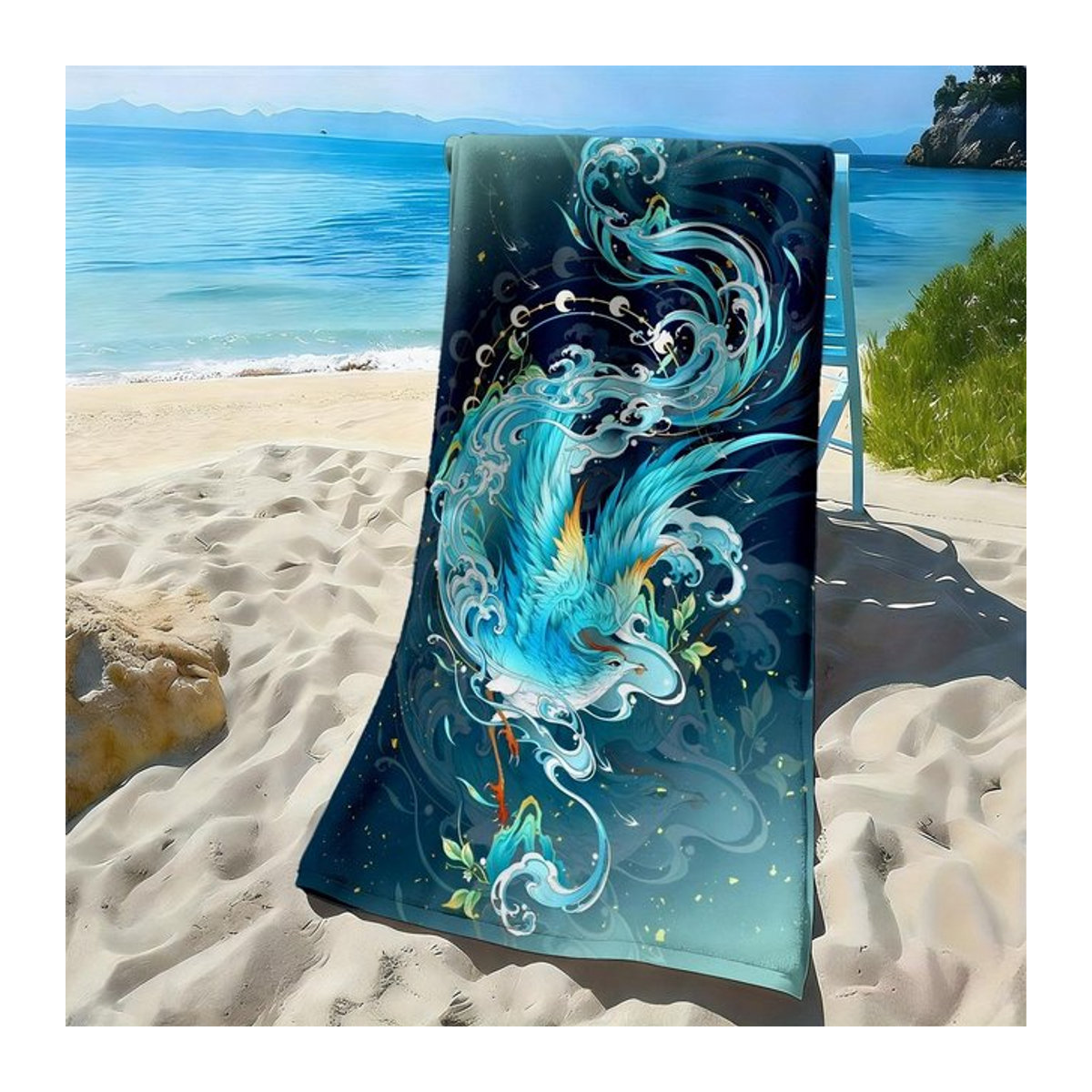 Phoenix-Element Strandtuch mit Wellenmuster aus Polyester-Mikrofaser, Breite: 30 cm, Höhe: 60 cm - Bild 1