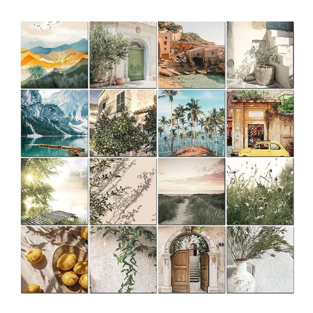 PhotoCustom DIY Malen nach Zahlen Set mit Stadtlandschaft auf Leinwand in Vintage-Optik, mehrfarbig und braun, Hochformat zur Wandmontage - Bild 1