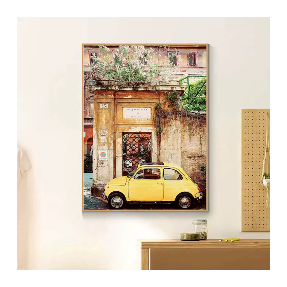 PhotoCustom DIY Malen nach Zahlen Set mit Stadtlandschaft auf Leinwand in Vintage-Optik, mehrfarbig und braun, Hochformat zur Wandmontage - Bild 2