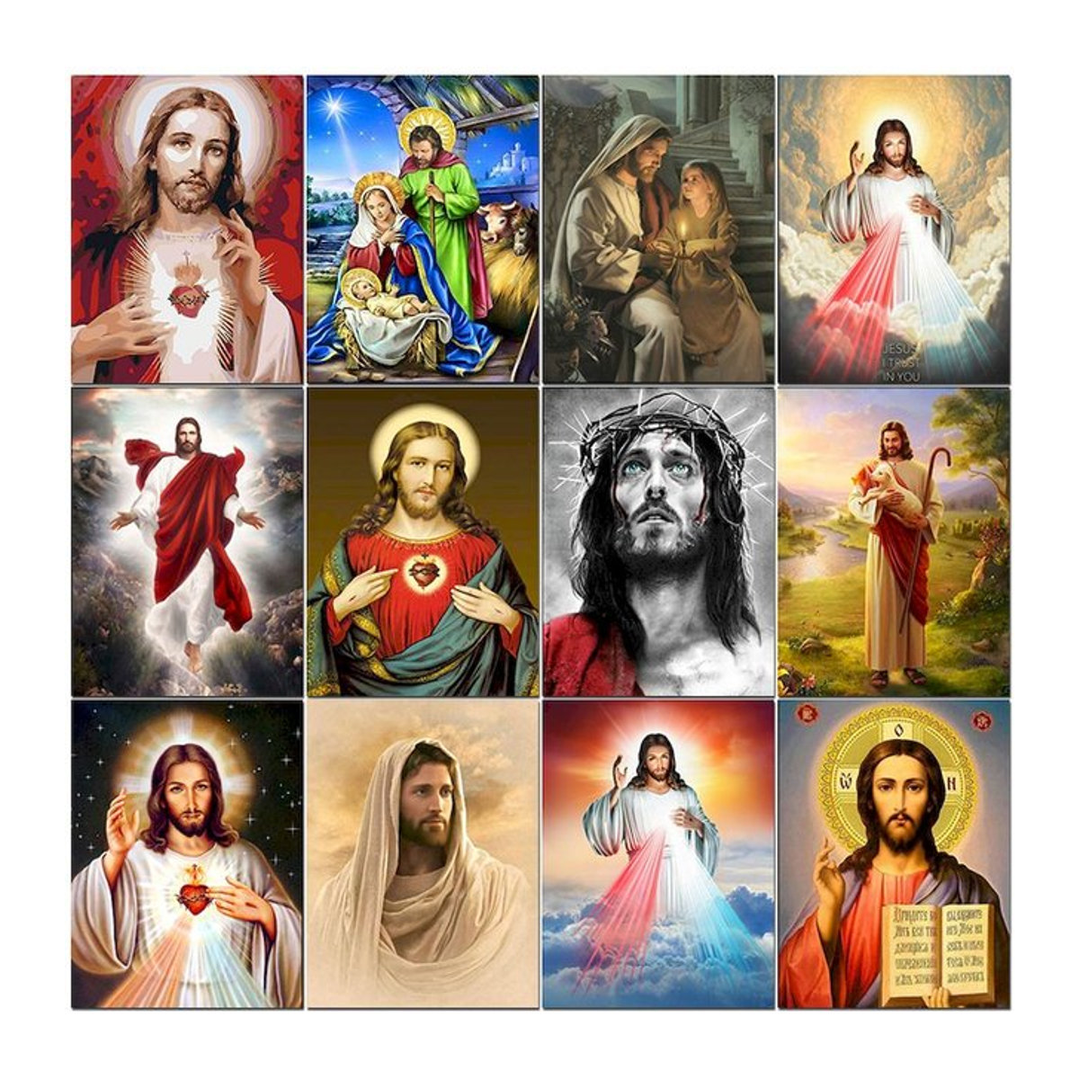 PhotoCustom Malen nach Zahlen Kit Jesus Religiöses Porträt auf Leinwand, Mehrfarbig, B: 75 cm, H: 60 cm - Bild 1