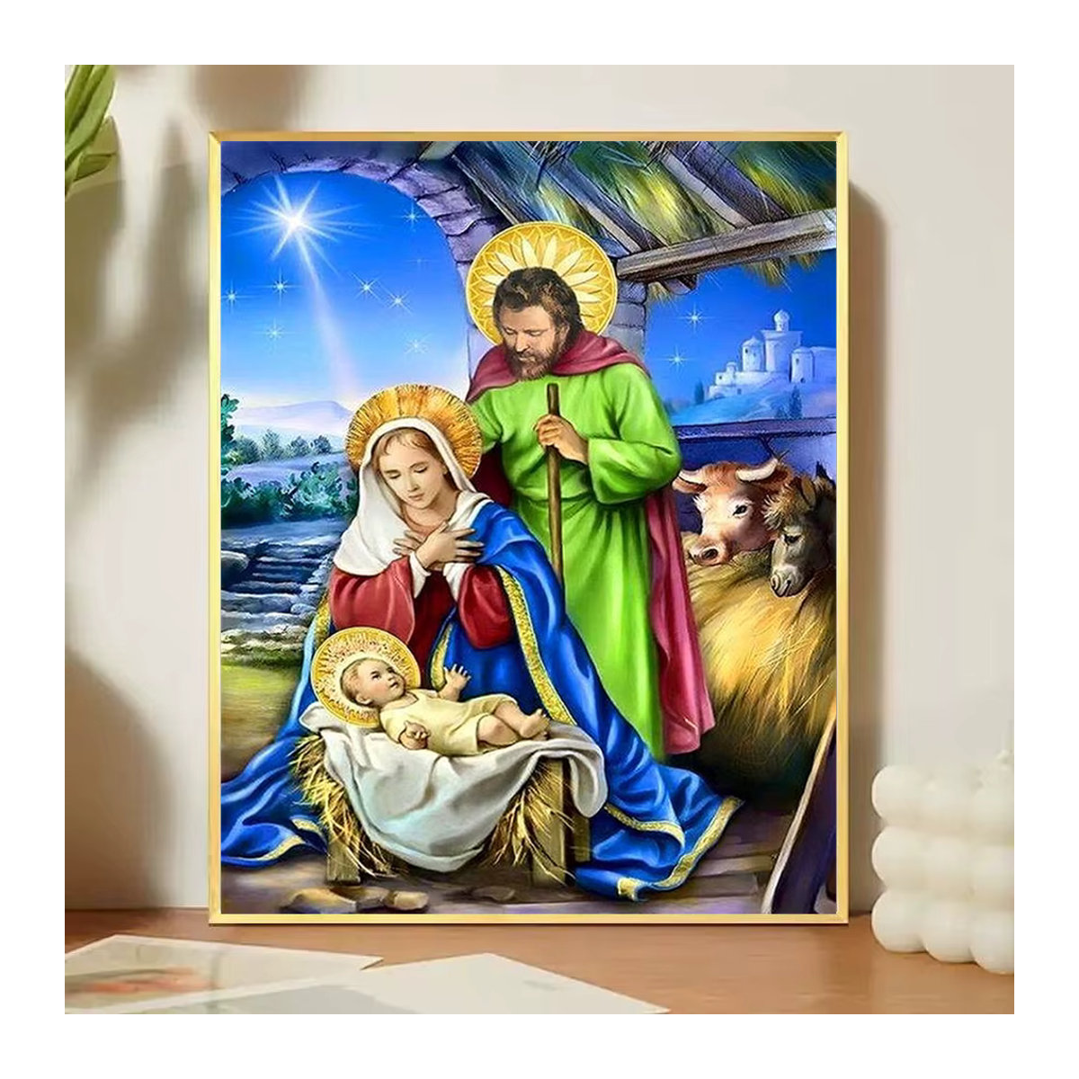 PhotoCustom Malen nach Zahlen Kit Jesus Religiöses Porträt auf Leinwand, Mehrfarbig, B: 75 cm, H: 60 cm - Bild 3