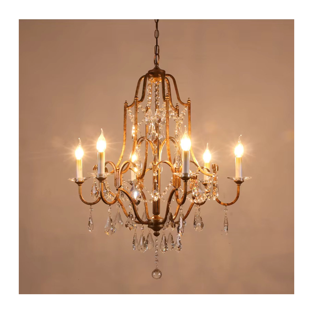 Phube Retro LED Kristall Kronleuchter in Gold aus Metall für dein Zuhause - Bild 5
