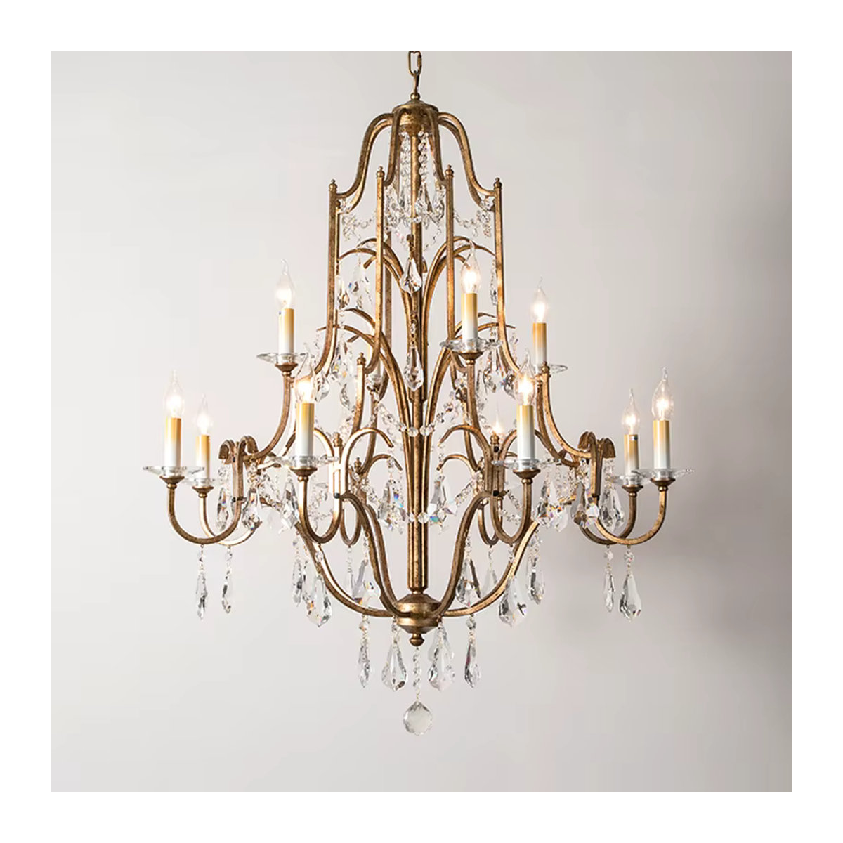Phube Retro LED Kristall Kronleuchter in Gold aus Metall für dein Zuhause - Bild 6