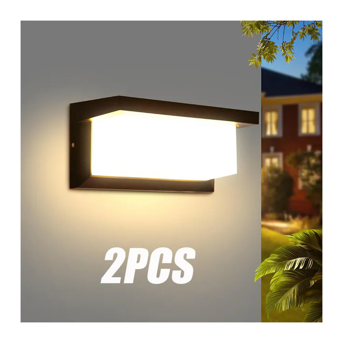 PIBAOGU 2er-Set LED-Wandleuchten mit PIR-Bewegungssensor, wasserdichte Außenlampen IP66 in Schwarz, modern für Garten, Veranda und Balkon - Bild 1