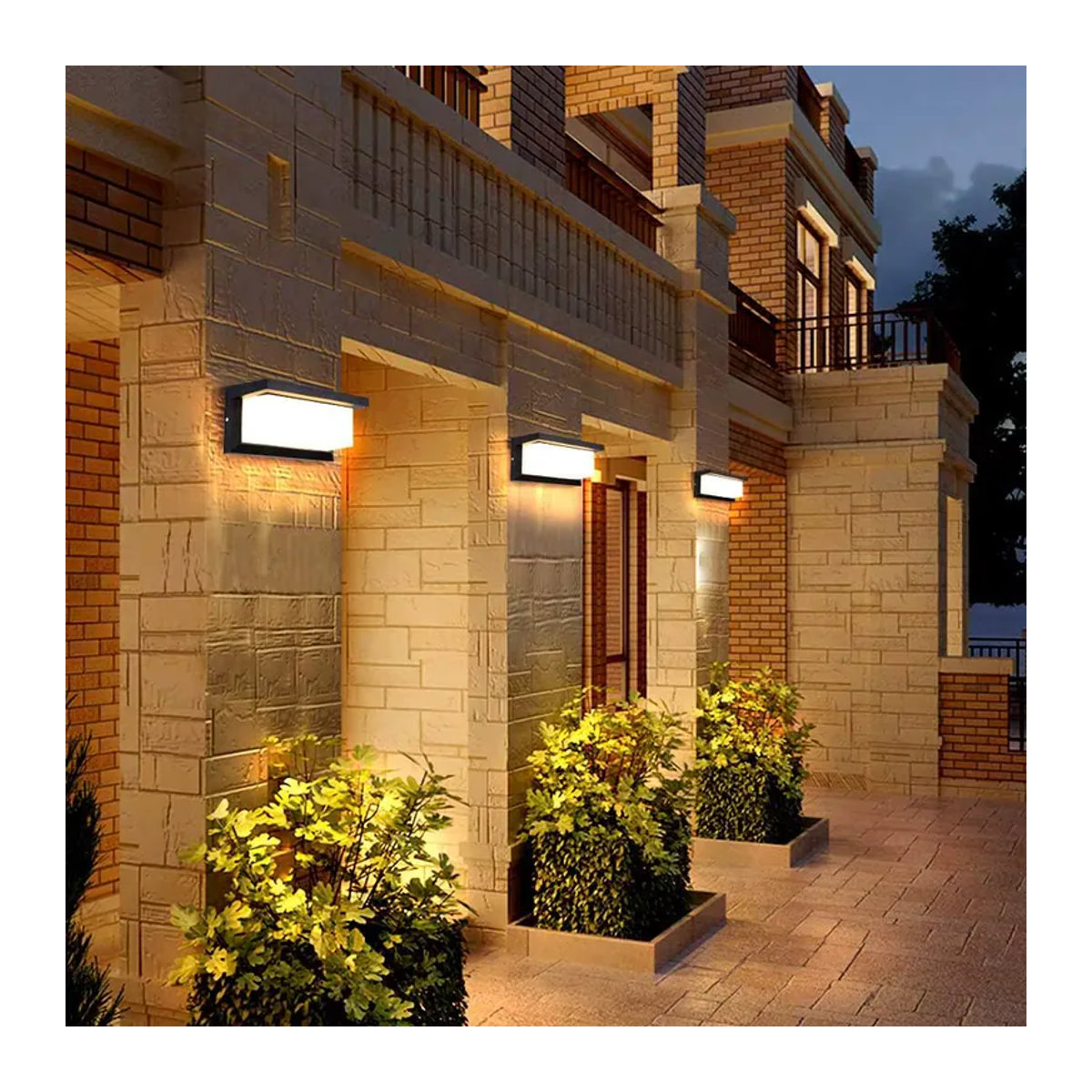 PIBAOGU 2er-Set LED-Wandleuchten mit PIR-Bewegungssensor, wasserdichte Außenlampen IP66 in Schwarz, modern für Garten, Veranda und Balkon - Bild 6