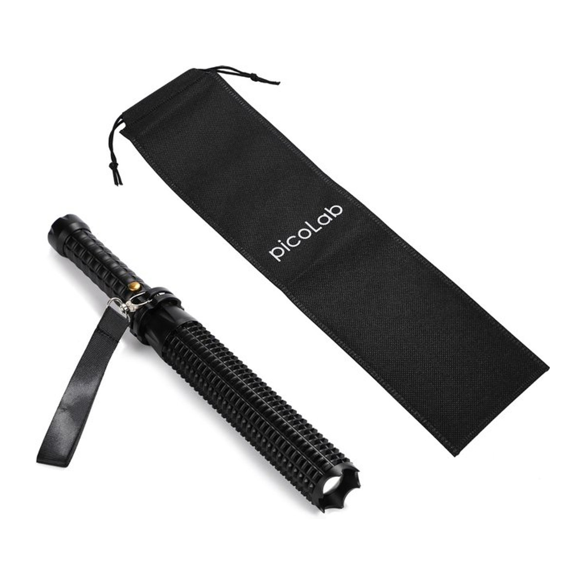 picoLab LED Spezial Baton Taschenlampe Schwarz mit Aufbewahrungstasche und ausziehbarem Licht - Bild 1