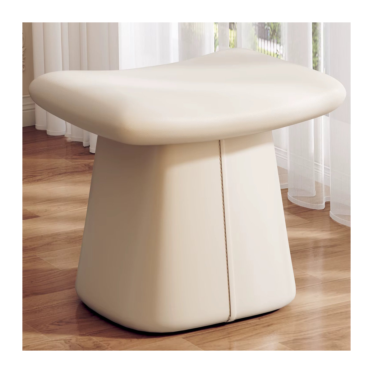 Pier Home Designer-Schminkhocker aus Leder in Weiß mit weichem Sitz für dein Schlafzimmer oder Nagelstudio - Bild 3