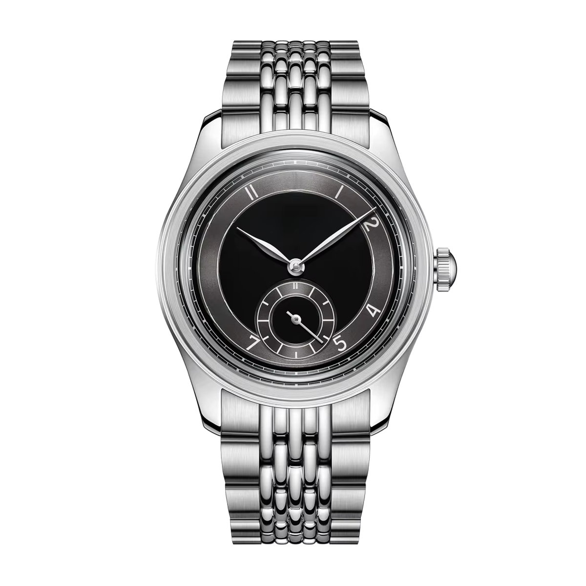 PIERRE PHILIPPE Herrenarmbanduhr im Retro-Stil mit mechanischem Handaufzug ST17-Uhrwerk, schwarzes Emaille-Zifferblatt und Pfeilzeigern, Farbe: Schwarz - Bild 7
