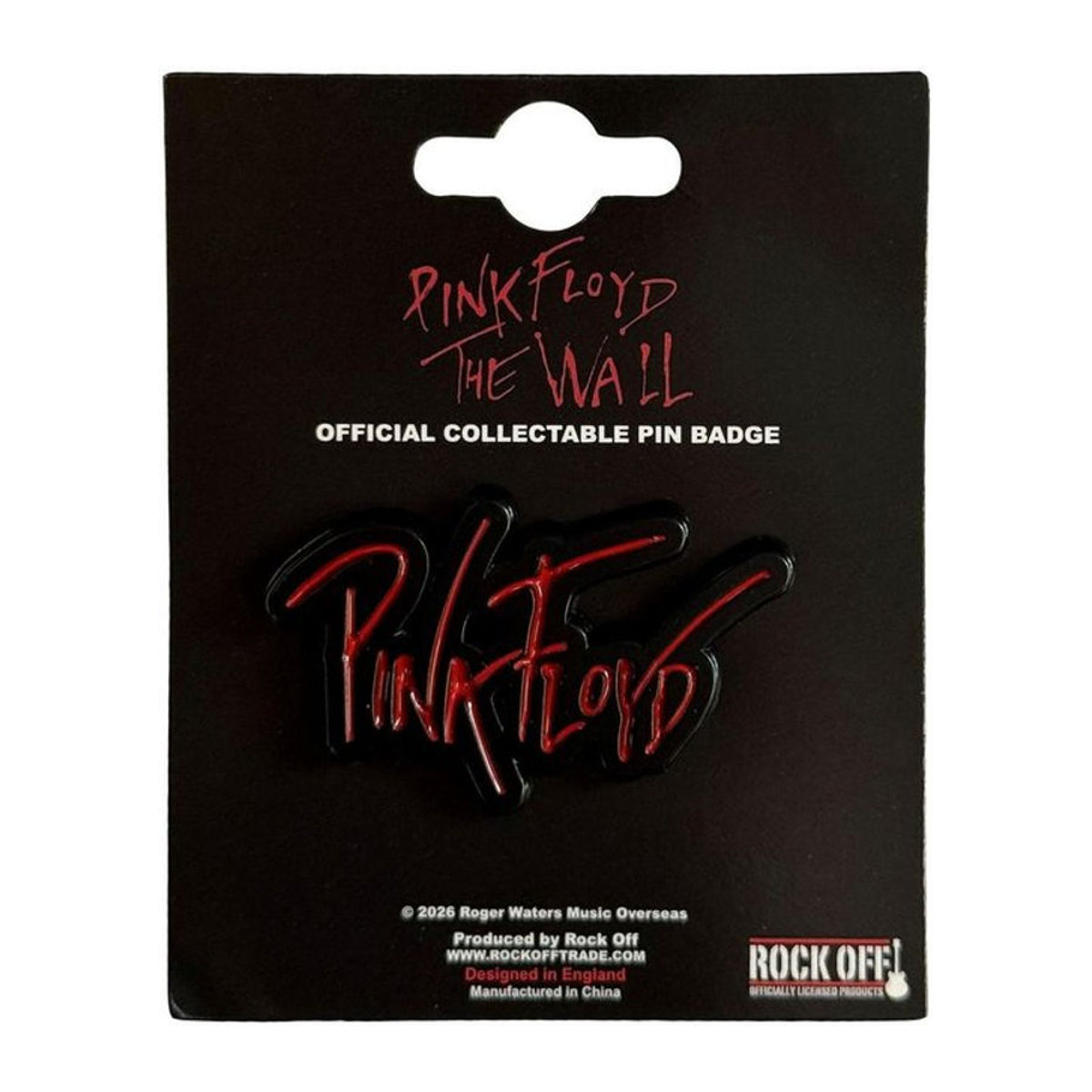 Pink Floyd The Wall Text Logo Badge Ansteckpin in Rosa und Schwarz - Bild 1