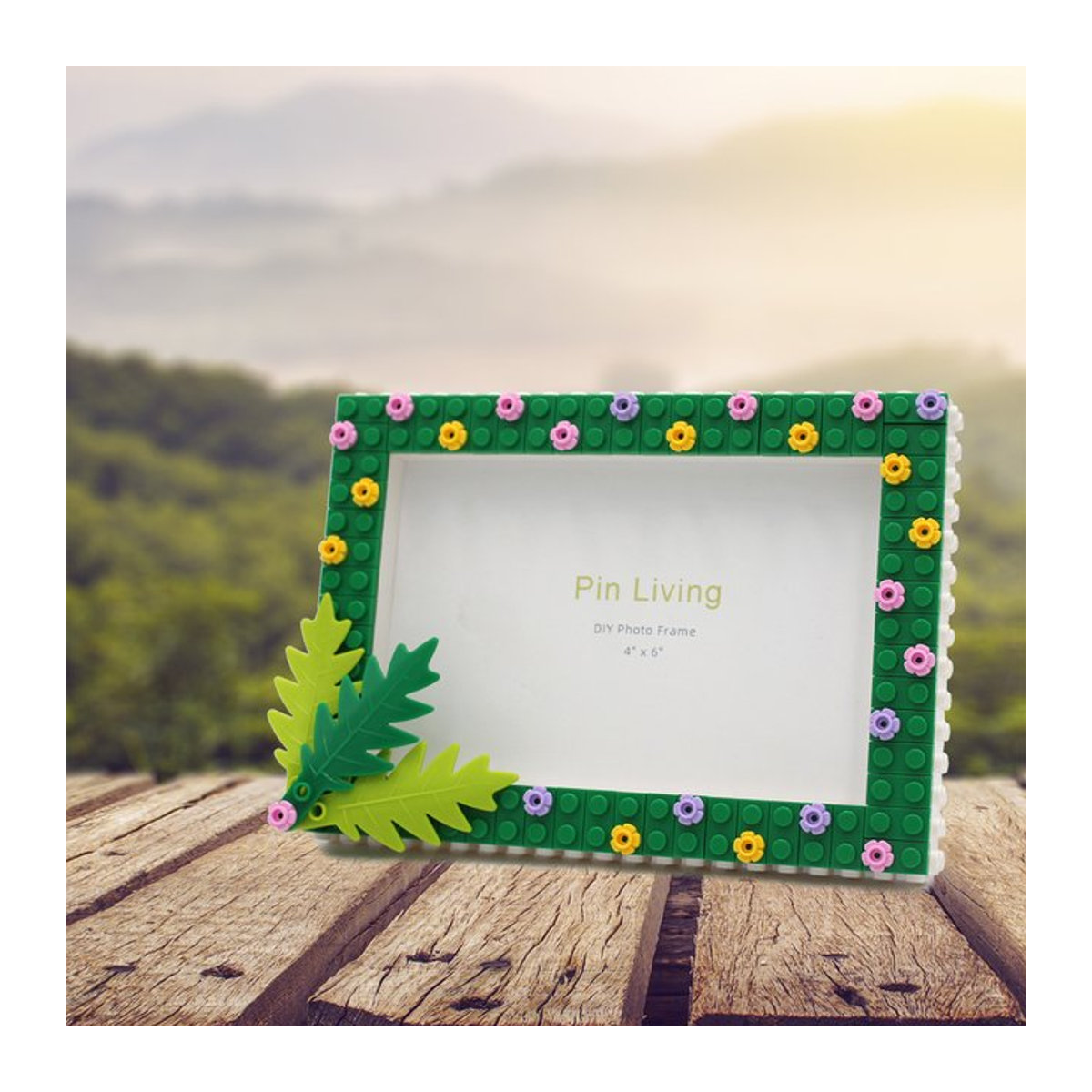 Pinliving Bilderrahmen aus Kunststoff in Grün, rechteckig und minimalistisch für die Tischaufstellung - Bild 1