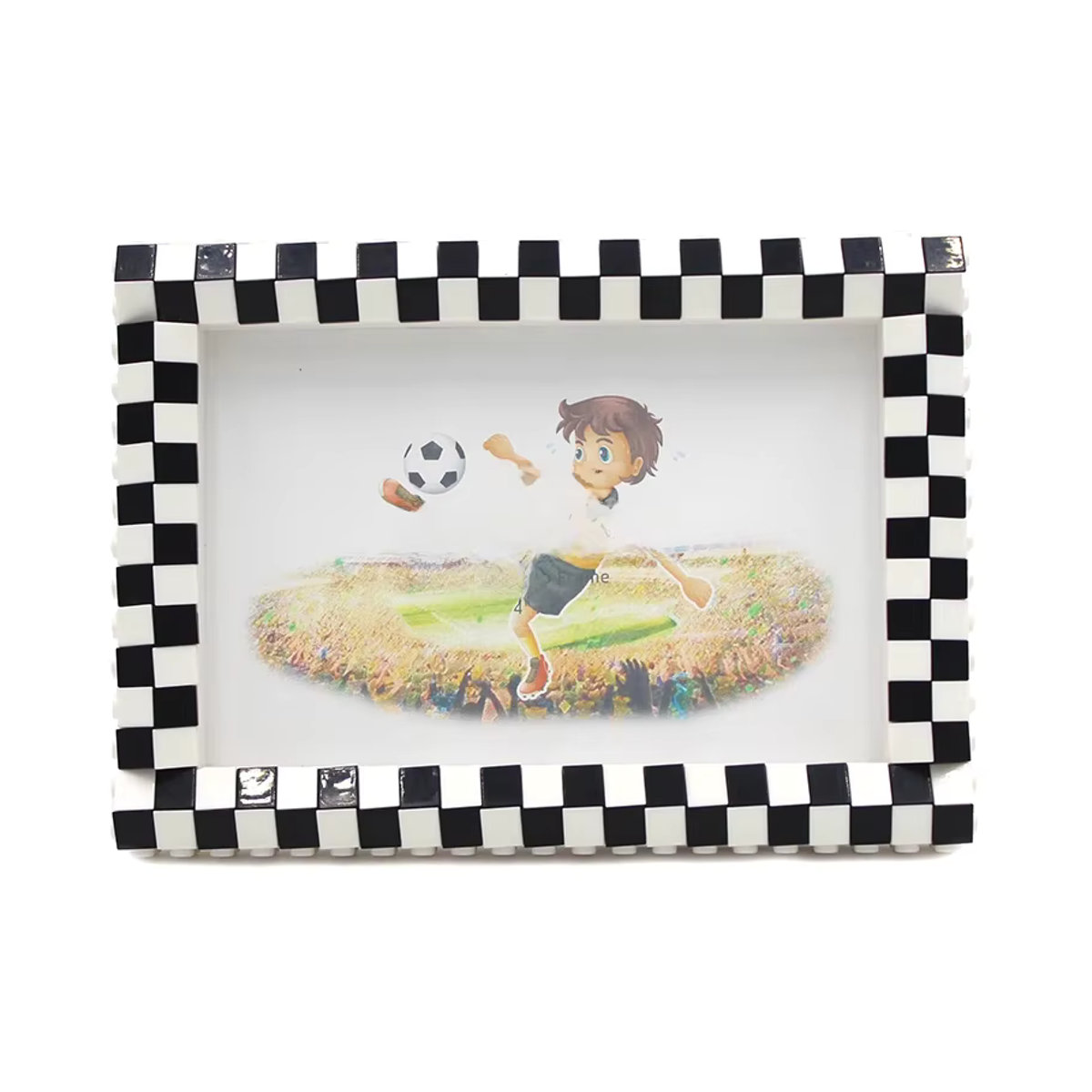 Pinliving DIY Baustein-Fotorahmen Fußball Motiv in Weiß, Rechteckig, B/H: 15,24 x 15,24 cm - Bild 6