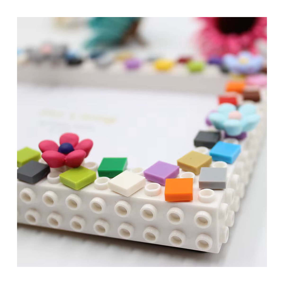 pinliving DIY Mosaik Bilderrahmen für Kinder aus Kunstharz mit floralem Design, mehrfarbig, Tischaufsteller, B/H: 15,24 x 15,24 cm - Bild 5