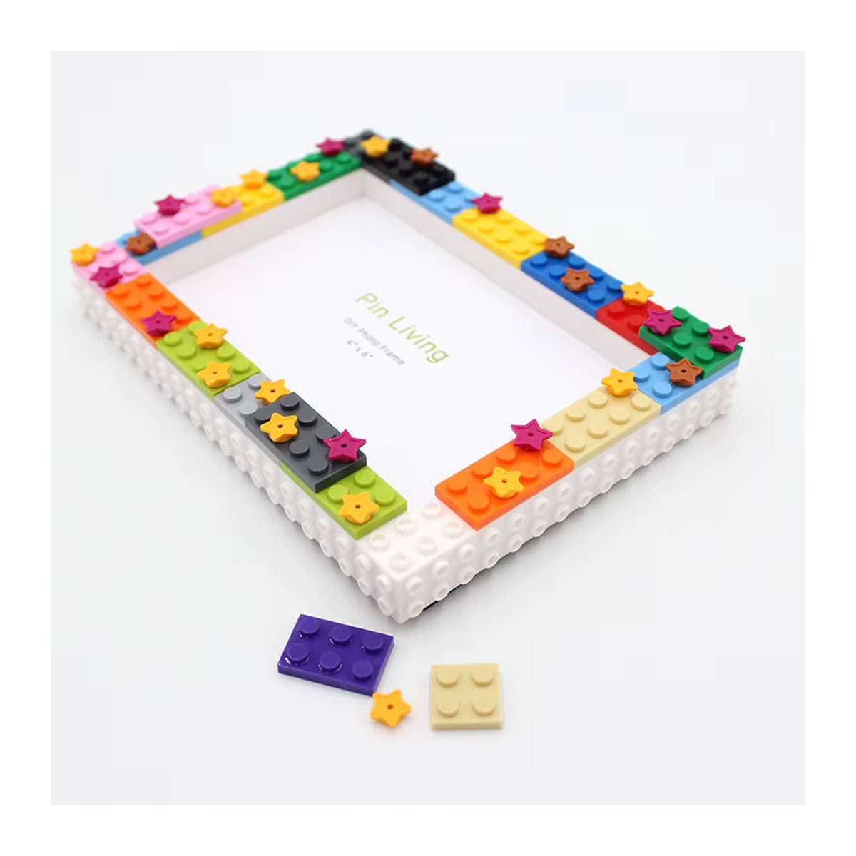PinLiving Star Sky DIY-Baustein-Fotorahmen-Set aus Kunststoff für Kinder, mehrfarbig, rechteckig und stehend - Bild 2