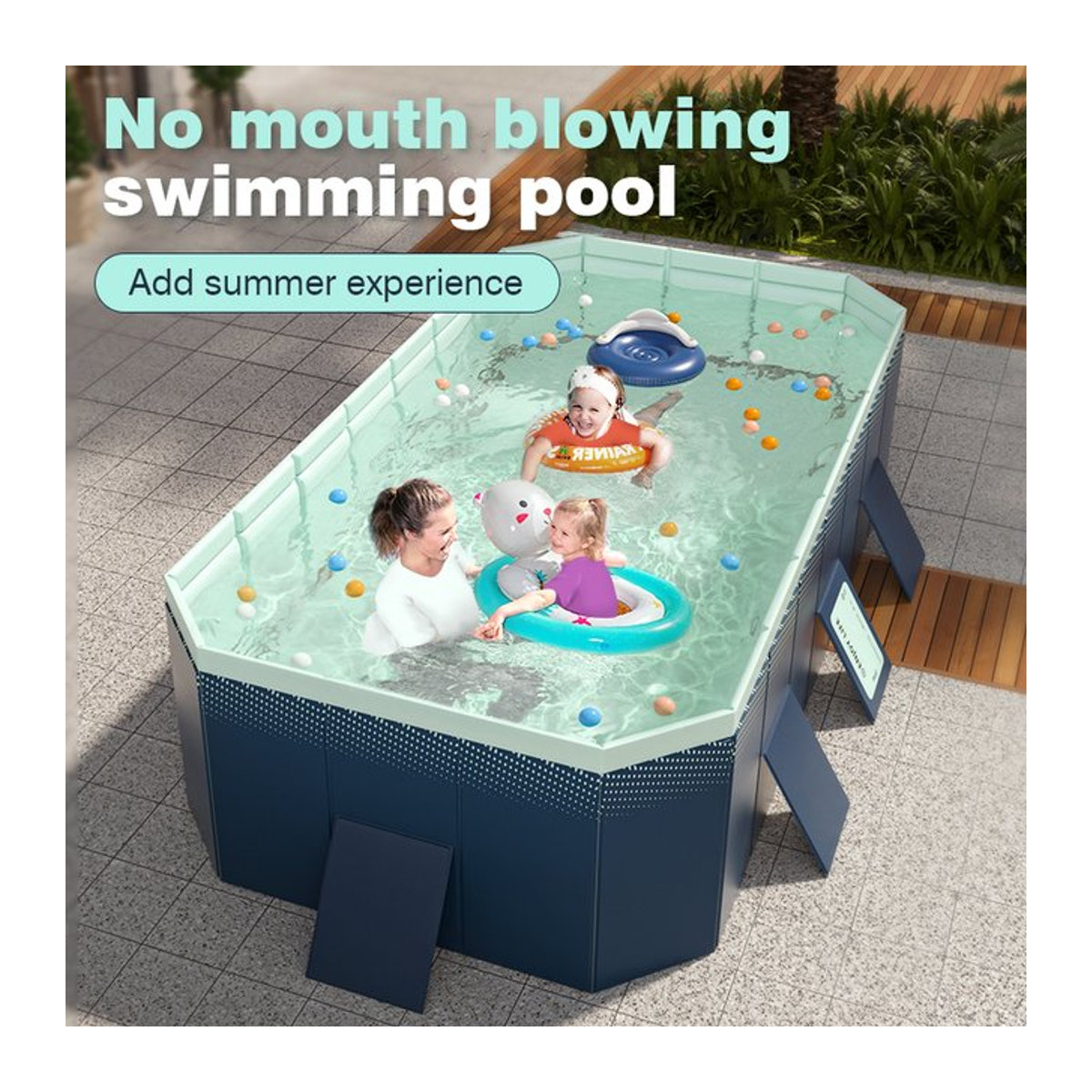 Piscina Family aufblasbares Schwimmbad für die Familie, faltbarer Babyrahmen, verdickt und verschleißfest, Outdoor-Kinderspielzeug für Wasserspiele, B: 3 m, H: 1,6 m - Bild 1