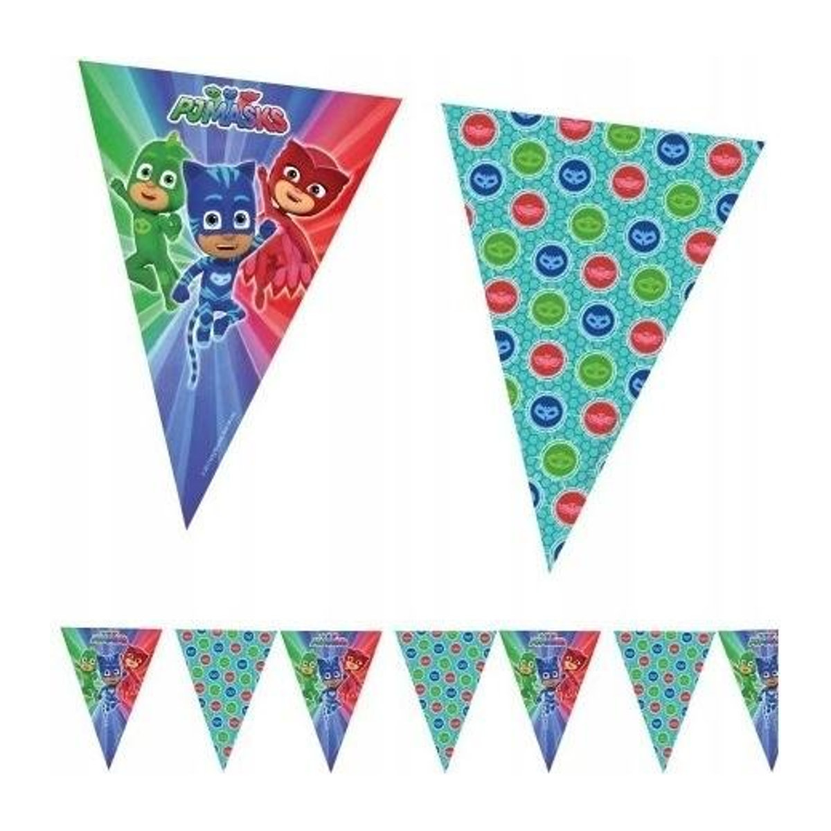 PJ Masks Wimpel-Girlande aus Papier für deinen Kindergeburtstag, mehrfarbig - Bild 1