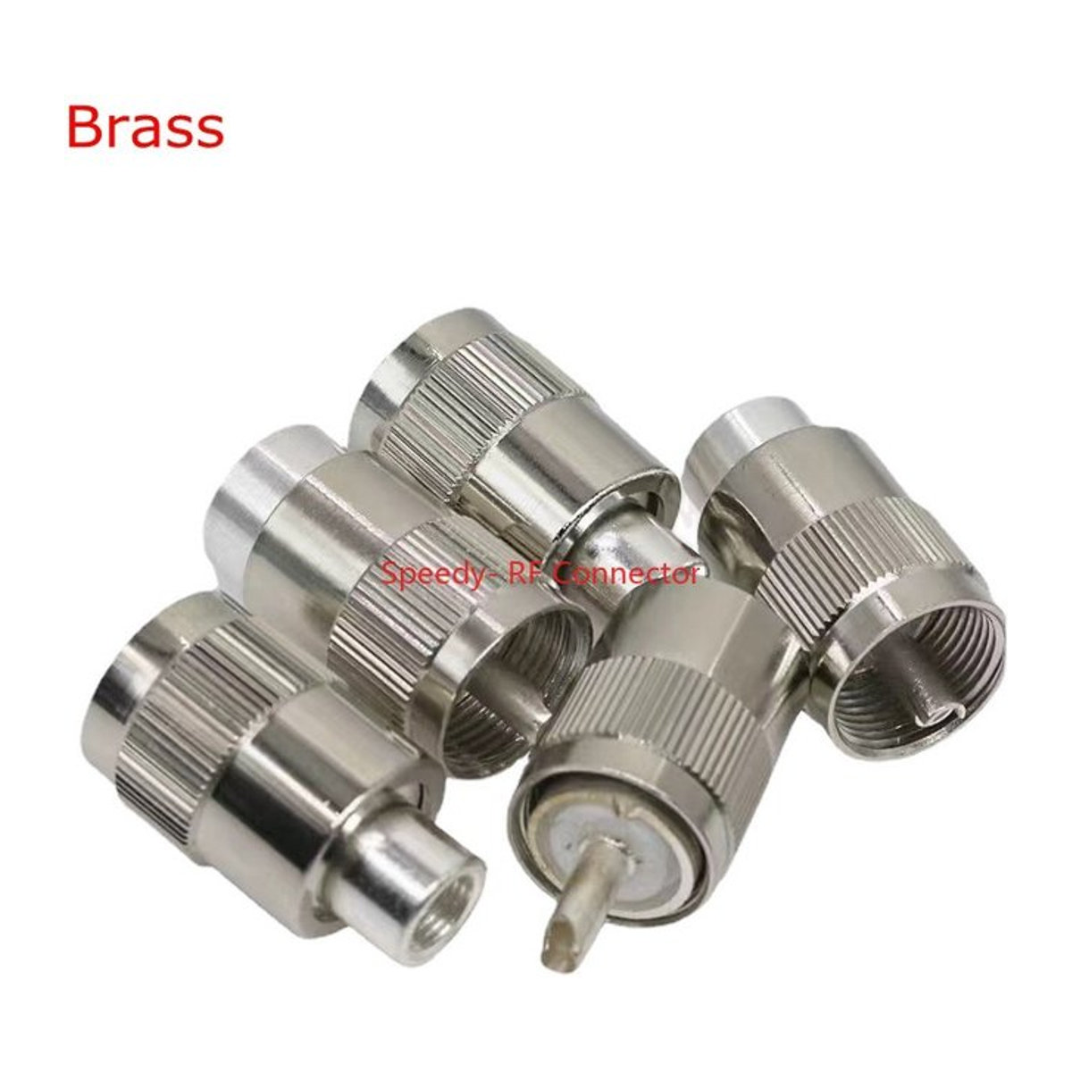 PL259 UHF-Stecker SL16 männlich aus Messing und Kupfer für RG58 RG142 LMR195 RG400 Koaxialkabel, Silber - Bild 1
