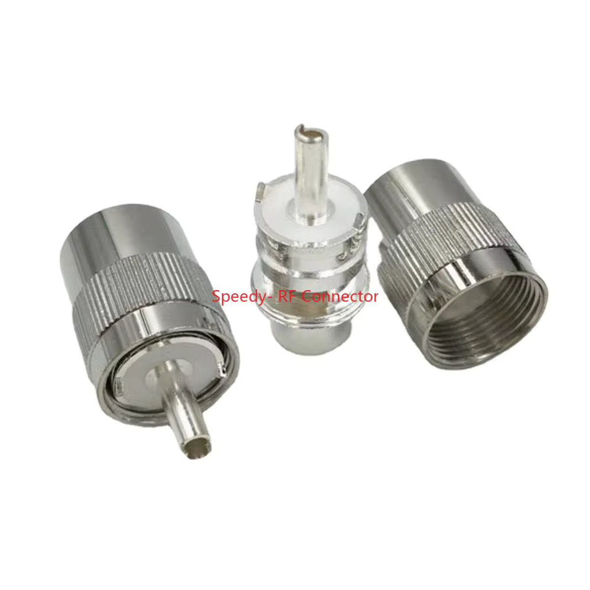 PL259 UHF-Stecker SL16 männlich aus Messing und Kupfer für RG58 RG142 LMR195 RG400 Koaxialkabel, Silber - Bild 2