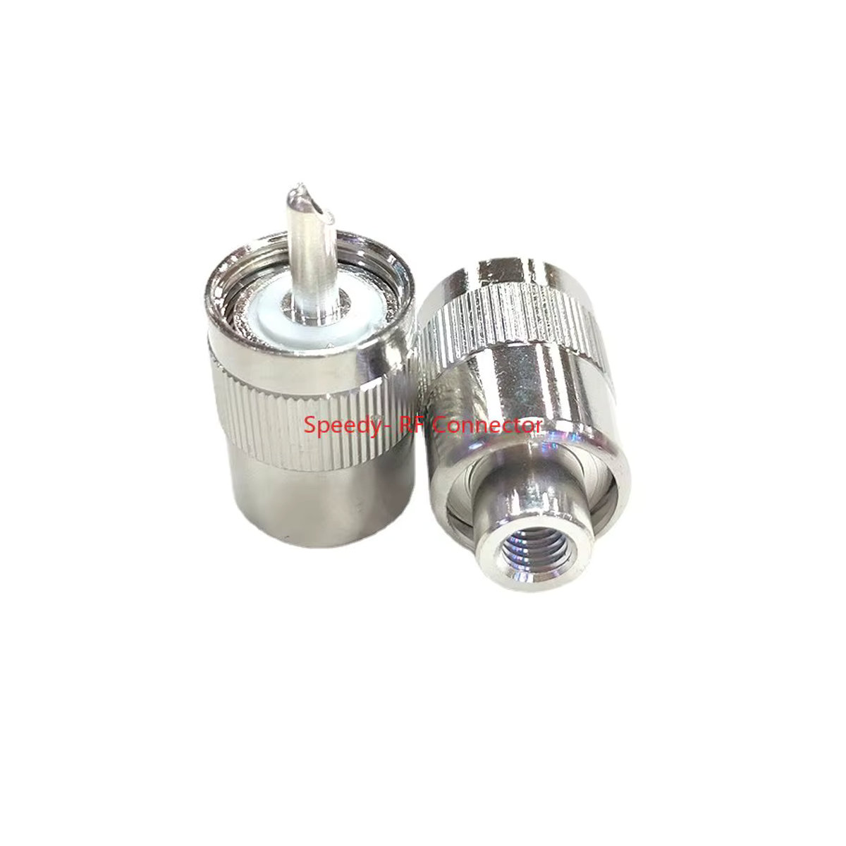 PL259 UHF-Stecker SL16 männlich aus Messing und Kupfer für RG58 RG142 LMR195 RG400 Koaxialkabel, Silber - Bild 3