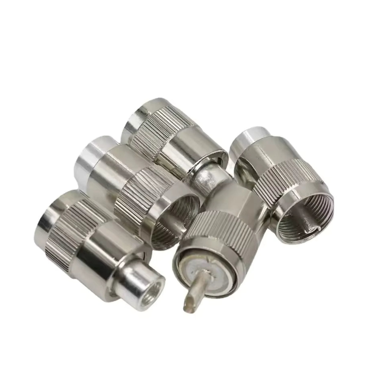 PL259 UHF-Stecker SL16 männlich aus Messing und Kupfer für RG58 RG142 LMR195 RG400 Koaxialkabel, Silber - Bild 5