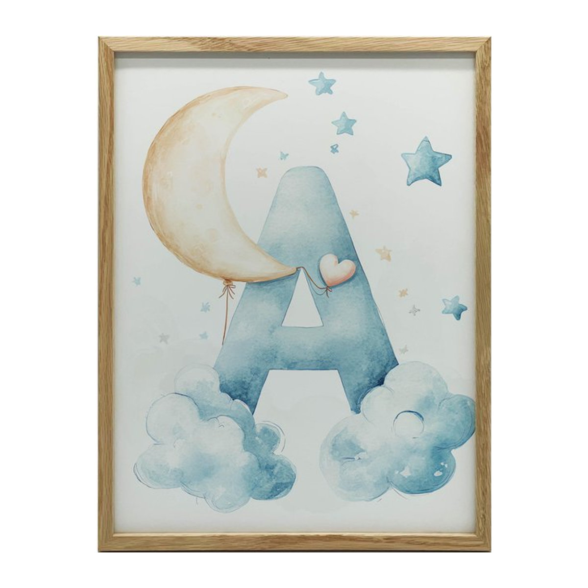 Plakat Buchstabe A In den Wolken von iKable mit goldenem Aluminiumrahmen, B: 30 cm, H: 40 cm - Bild 1
